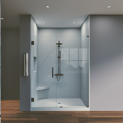 Waterfall Bath Enclosures 46.25" x 76" Hinged Frameless Shower Door
